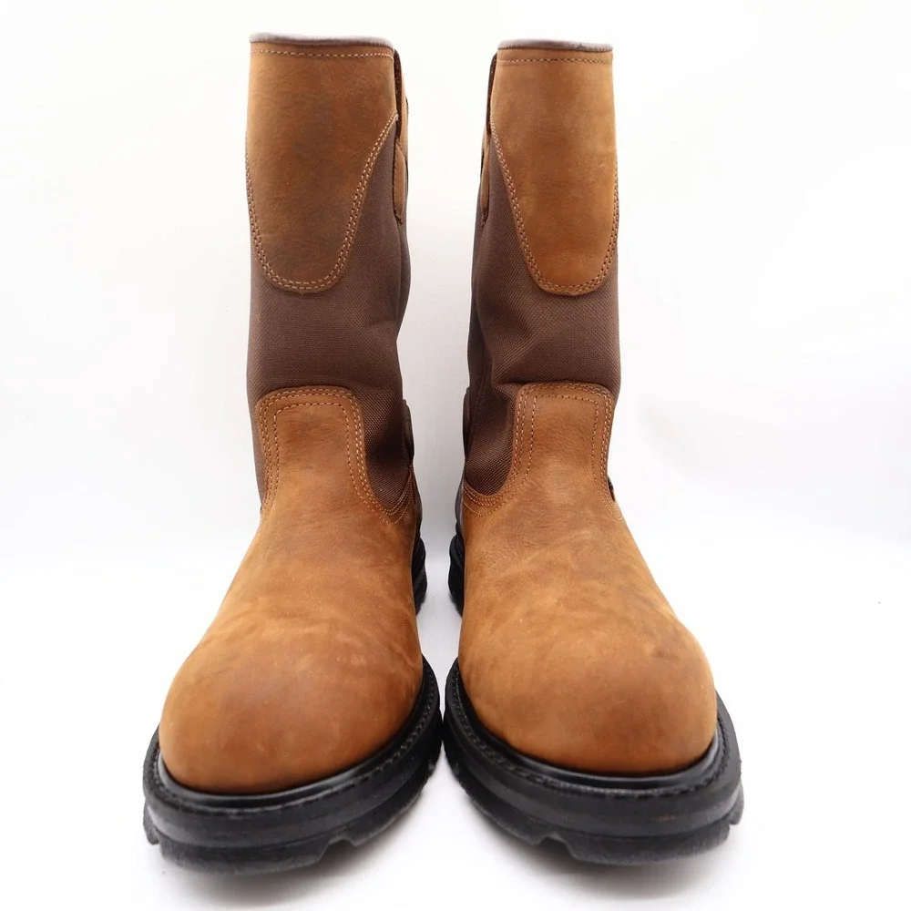 Carhartt Work Boots Mens 10.5 M Brown Leather Waterproof Wellington CMP1100 NIB